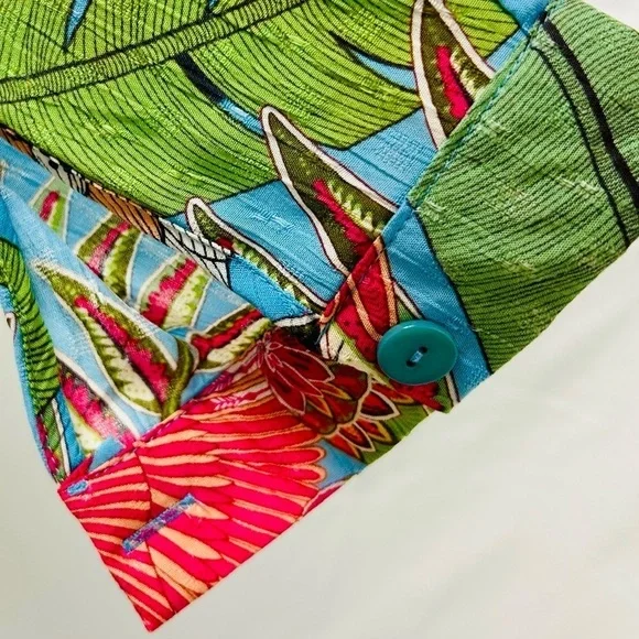 Rachel Rachel Roy Tropical Floral Leaf Bird Print Wrap Top Long Sleeve Large - Picture 12 of 12